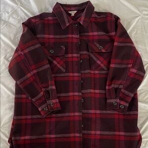 Terra & Sky Red and Black Plaid Utility Jacket